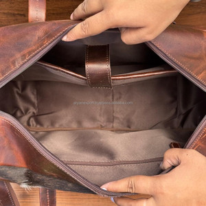 Personalized Eco-Friendly Genuine Hair-On Cowhide Leather Diaper <b>Bag</b> for Dad & Mothers <b>Large</b> Capacity Baby <b>Changing</b> <b>Bag</b> for Moms - Product Image 5