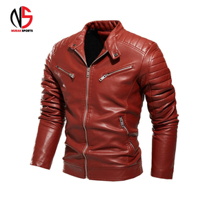 Men's Women's Genuine Leather Waterproof Breathable <b>Mandarin</b> <b>Collar</b> Winter Motorcycle Biker Outerwear OEM Service <b>Jacket</b> - Product Image 3