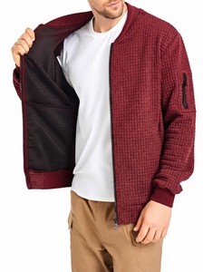 Custom <b>Men's</b> <b>Lightweight</b> Varsity Bomber <b>Jacket</b> Stand Collar Zip Up Washed Woven Breathable Casual Streetwear <b>Jacket</b> OEM Service - Product Image 4