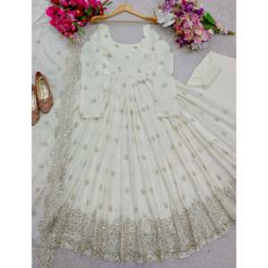 Robe de soirée pour femmes de créateur avec séquence de broderie comprenant Pent et Dupatta - Product Image 1