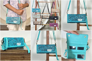 Nouvelle Arrivée 2026 – Portefeuille Pochette Croisé en Cuir Véritable Façonné à la Main avec Motifs Floraux, Porte-Cartes et Porte-Monnaie Trifold pour Femme - Product Image 3