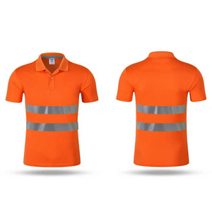 Men's <b>Black</b> Reflective Polo Shirt Short Sleeve Hi Visibility Workwear with Silver Stripes - Product Image 6