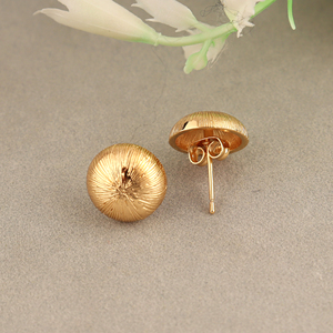 Modern classy jewelry minimalist dome stud <b>earring</b> solid brass 18k gold plated texture metal round ball shape ear stud pairs - Product Image 3