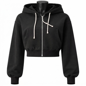 Hoodie court personnalisé pour femme, style streetwear, 100% coton, respirant, écologique, décontracté - Product Image 6