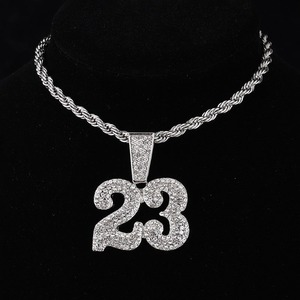 Nouveau Collier Cubain Tendance Numéro 23 avec Pendentif, en Alliage, Entièrement Sertie de Cristaux, Pendentif Ras du Cou Hipster, Bijou Personnalisé en Argent, Cadeau - Product Image 6