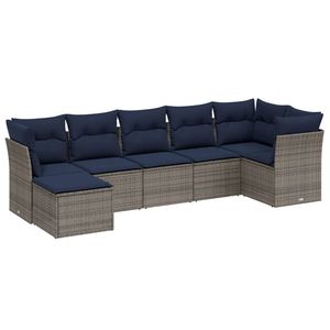 Juego de sofás de patio de ratán sintético gris de 7 piezas con cojines, muebles duraderos para exteriores - Product Image 2