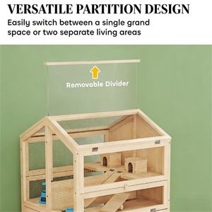 กรงสัตว์เลี้ยงขนาดเล็ก กรงแฮมสเตอร์ไม้สำหรับสัตว์เลี้ยง - Product Image 3