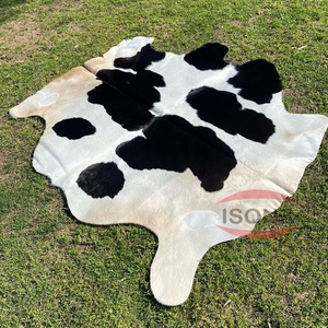 Alfombras de Cuero de Vaca de Lujo en Blanco y Marrón con Pelo Largo, Pieles de Ternera para Sala de Estar, Alfombras y Tapetes - Product Image 5