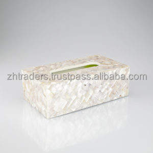 Boîte à mouchoirs artisanale et incrustée de nacre, motifs floraux, fabriquée à la main pour une utilisation décorative haut de gamme dans les maisons et les hôtels - Product Image 4