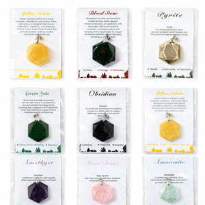 จี้หินธรรมชาติทรงหกเหลี่ยมคุณภาพสูง หินกึ่งมีค่าหลากหลายชนิด เครื่องประดับโรสควอตซ์ ไพไรต์ จี้คริสตัลขายส่ง - Product Image 1