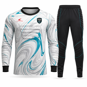 Ensemble de maillot de football à manches longues pour homme, sublimé, respirant, coupe athlétique, uniforme de gardien de but pour adulte, coudes rembourrés - Product Image 2