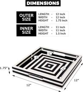 Handmade Collection Movable Resin Inlay Serving Trays with Art Deco Design Rectangle Shape Decorative Use - Product Image 3