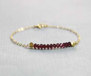 Garnet Bracelet 925 Sterling Silver 14k Gold Plated Chain January Birthstone Minimalist Women Jewelry Wholesale Supplier - Product Image 2