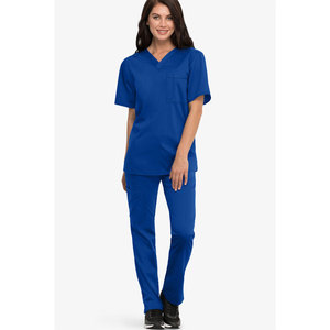 Wholesale Unisex 4-Way Stretch Knitted Cotton Polyester Nurse <b>Scrubs</b> Set Custom Logo V-Neck Jogger <b>Scrub</b> <b>Tops</b> Pants Hospital - Product Image 3