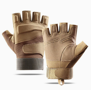 Gants de sport demi-doigts unisexes en cuir PU respirant avec sangle de poignet réglable antidérapants pour l'entraînement légers - Product Image 3