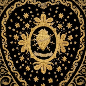 Bannière de Procession Exquise en Velours Noir Ultra Doux et Lourd, Finition Artisanale avec Broderie 3D en Fil de Soie Doré - Product Image 3