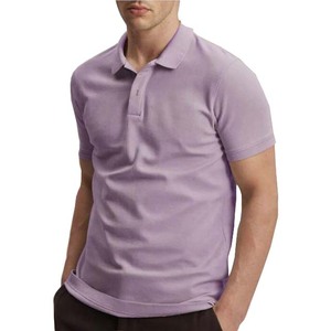 เสื้อโปโลแขนสั้นผู้ชาย สีพื้น ลำลอง ผ้าถัก ติดกระดุมด้านหน้า ทรงปกติ - Product Image 1