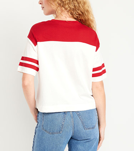 Custom Made Summer Women's Eco-Friendly Heavy Weight 100% Cotton Breathable Quick Dry T-Shirt with Appliques Custom Printed Logo - Product Image 3