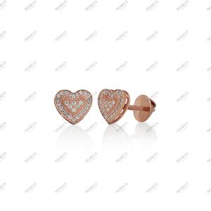 Boucles d'oreilles clous solitaires en or rose avec diamant taillé, bijoux de luxe pour femme, plaqué rhodium, cadeau léger pour mariage, anniversaire ou fête - Product Image 2