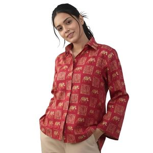 Shirts for Women | Oversized Shirt for Women – Printed Rayon Western Shirt for Woman, Loose Fit Long Shirts <b>Top</b> for Woman Casual - Product Image 1