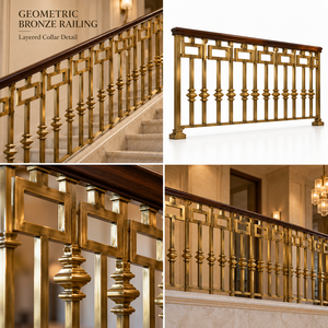 Barandilla de Bronce con Cuello de Acero en Capas para Hoteles de Lujo, Villas, Escaleras e Interiores Arquitectónicos Modernos - Product Image 5