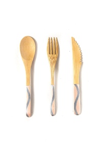 Juego de Cubiertos Desechables de Bambú Marrón Claro, Resistentes y Ecológicos, Ideales para Viajes, Utensilios y Herramientas de Cocina de Coco, Marca GIA NGUYEN - Product Image 4