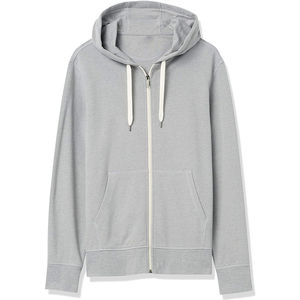 เสื้อฮู้ดซิปผู้ชายสีเทา ทรงปกติ ผ้าฝ้ายเฟรนช์เทอร์รี่ สีพื้น สวมใส่สบายๆ สำหรับฤดูใบไม้ร่วง - Product Image 5
