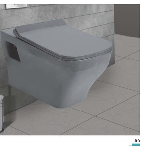 Inodoro de Cerámica Negro Montado en la Pared, Inodoro Moderno Suspendido en la Pared con Descarga por Sifón, Artículos Sanitarios para Baño - Product Image 3