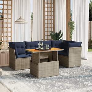Ensemble de canapé de patio en rotin gris de 5 pièces avec coussins Mobilier d'extérieur durable - Product Image 1