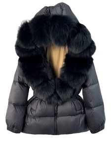 Abrigo de Piel Auténtica Janveny 2025 para Mujer, Chaqueta de Plumón de Pato Blanco al 90%, Parka Acolchada de Lujo para Invierno con Cuello Súper Grande de Piel de Zorro Natural - Product Image 3