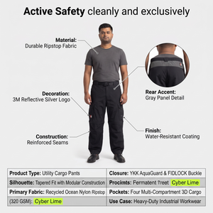 Pantalon cargo oversize en nylon ripstop 320 GSM pour homme avec poches amovibles, style techwear cyberpunk streetwear, personnalisable OEM, coupe large, taille XS - Product Image 5