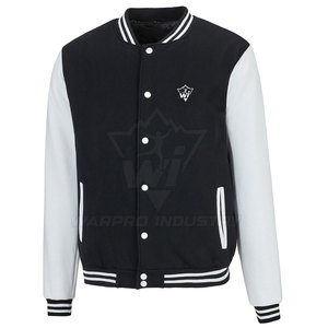 Urban Fashion Jacket Men Letterman Style Wool Blend Sleeve Contrast Design <b>Covered</b> <b>Button</b> Casual Daily Wear Warm Lightweight Out - Product Image 3