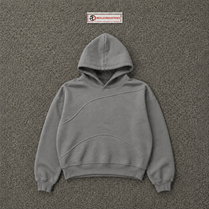 Custom Grey Oversized Hoodie <b>Men</b> Streetwear Pullover With Curved Seam Design Drop Shoulder Casual Fashion <b>Hooded</b> Sweatshirt <b>Top</b> - Product Image 5