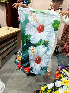 Robe longue personnalisée à imprimé floral style ethnique des îles d'Asie-Pacifique, sans manches, épaules dénudées, pour adulte, collection Lockdown - Product Image 1