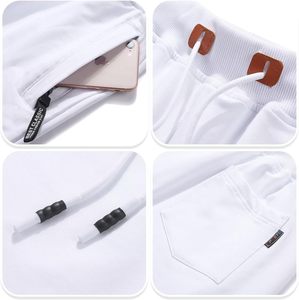 Shorts Bermuda en Coton Blanc pour Homme, Taille Élastiquée avec Cordon, Poches Décontractées, Couleur Unie, Taille Mi-Haute, Tissu Tricoté Respirant - Product Image 4