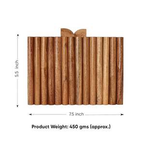 Bolso de Mano Tipo Clutch con Textura de Madera Premium, Elegante, Casual, para Novia, con Correa Desmontable para Mujer - Product Image 2