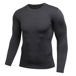 Chemise de compression pour homme, anti-transpiration, séchage rapide, sans couture, antibactérienne, en spandex et polyester, manches longues, OEM, sur mesure, vente en gros - Product Image 2
