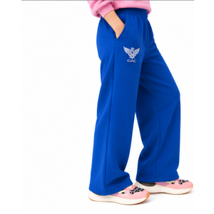 Pantalon de survêtement polaire bleu pour femme, coupe mi-large, avec logo personnalisé, décontracté, taille élastique, poches, pour le sport et le quotidien en automne - Product Image 5