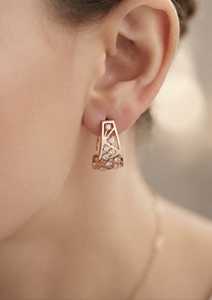 Pendientes de Oro Rosa de 9K con Diamantes Cultivados en Laboratorio, Diseño Geométrico Calado, para Mujer, Regalo de Compromiso o Boda, Joyería de Moda - Product Image 2