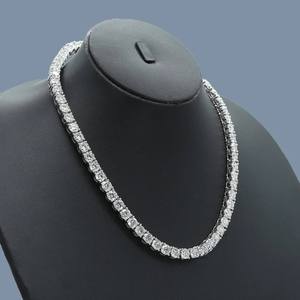 Collier chaîne de luxe en moissanite taille ronde, style tennis, VVS, bijou statement hip-hop, accessoire cadeau unisexe haut de gamme, argent - Product Image 3