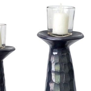 Support à bougie décoratif noir fini pour la décoration intérieure, porte-bougie de haute qualité en aluminium coulé, fait main et personnalisé - Product Image 3