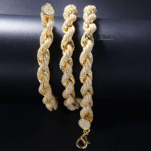 S925 Lab Grown Diamond Gold Plated <b>Rope</b> <b>Chain</b> Necklace Micro Pave Rhinestone Luxury Unisex Everyday Wear Fine <b>Chain</b> Jewelry - Product Image 3