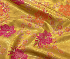 ผ้าไหมเมทัลลิก Aurelia Patola ผ้าทิชชูลายเรขาคณิตสุดหรู สีทองเวนิสและสีส้มไหม้ - Product Image 3