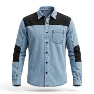 Camisa de mezclilla premium para hombre con cuello vuelto, estilo casual, lavada, con botones y bolsillo en el pecho, de BD. - Product Image 4