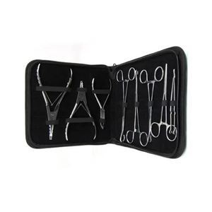 Ametrine Surgical Manual Dermal Body <b>Piercing</b> Forceps Pliers <b>Kit</b> with Black Pu Leather Case Wholesale Jewelry Making Forceps - Product Image 2