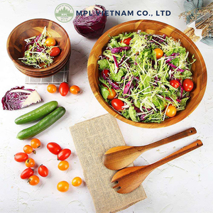 <b>Large</b> Handmade Polished Durable Heat Resistant Eco-Friendly Dishwasher <b>Safe</b> Modern Acacia Wood Disposable Salad Serving Home - Product Image 2