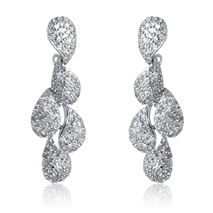 2.52 Cttw Round Cut White Natural Diamond Teardrop <b>Dangle</b> <b>Earrings</b> for Womens 925 Sterling <b>Silver</b>, G-H Color I Clarity, Prong - Product Image 1