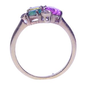 Anillos de Boda Unisex de Lujo Chapados en Oro de 14K con Engaste Clásico en Canal, Turmalina de Corte Ovalado, Zafiro Amarillo, Esmeralda y Diamante, Estilo Antiguo - Product Image 4