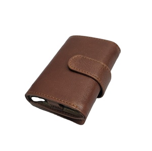 Oily Pullup Crazy Horse Leather Card Holders Cash Sleeve Aluminum Pop-up <b>RFID</b> <b>Wallets</b> Purses Man Wholesale Luxury Button & Hasp - Product Image 1