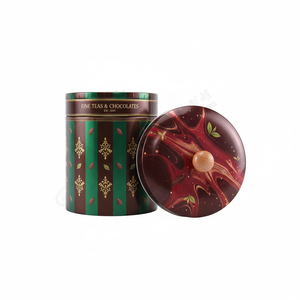 Caja Redonda de Hojalata Ecológica de Grado Alimenticio con Logotipo Personalizado para Envasado de Té y Chocolate - Product Image 2